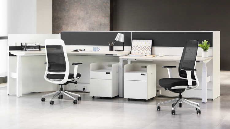 ergonomic task chairs in workstation set up scene