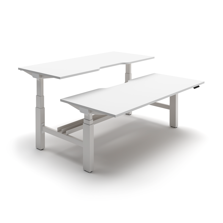 Lift height adjustable desk with modesty panel