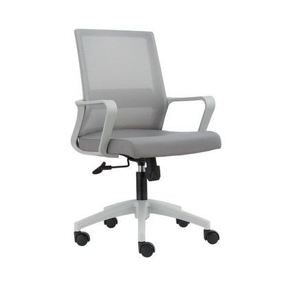 gray ergonomic office chair, left side