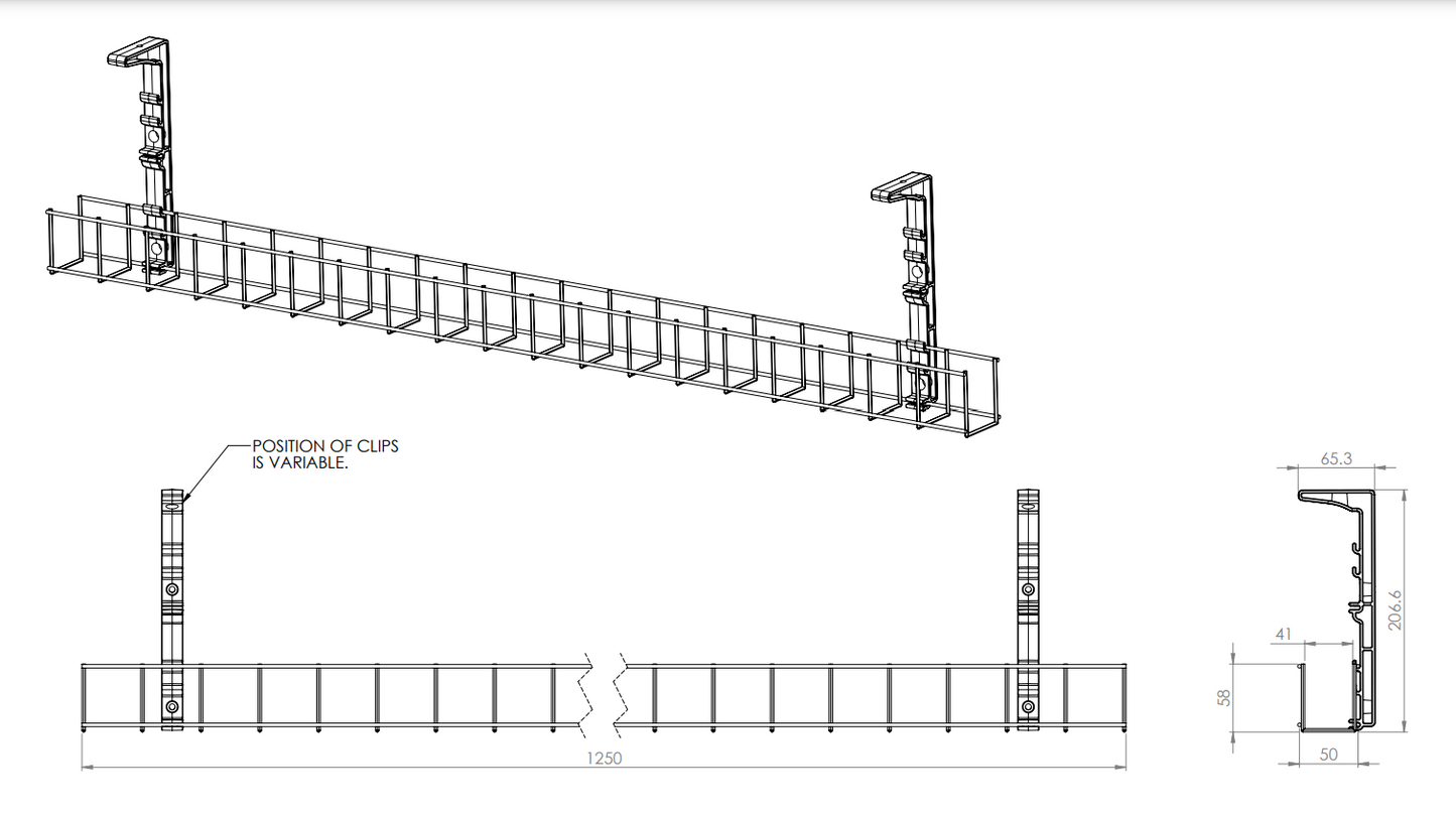 cable tray, desk cable tray, cable organiser, cable tray workstation